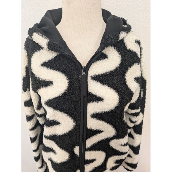 Asos Black And White Scribble Borg Teddy Fleece Hoodie sz 10 Funky Punk - Picture 5 of 13
